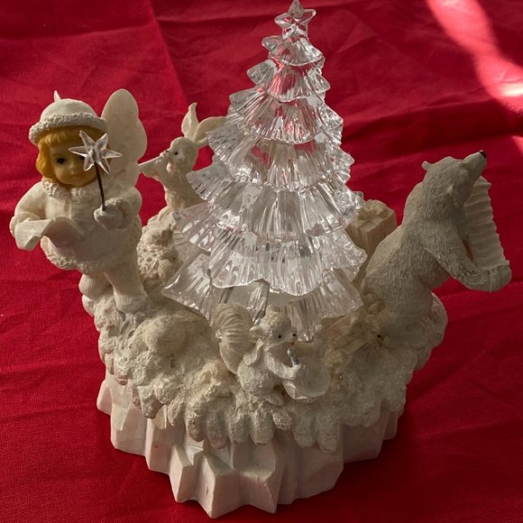 Christmas Winter Angel Musical Box with Animals Playing...